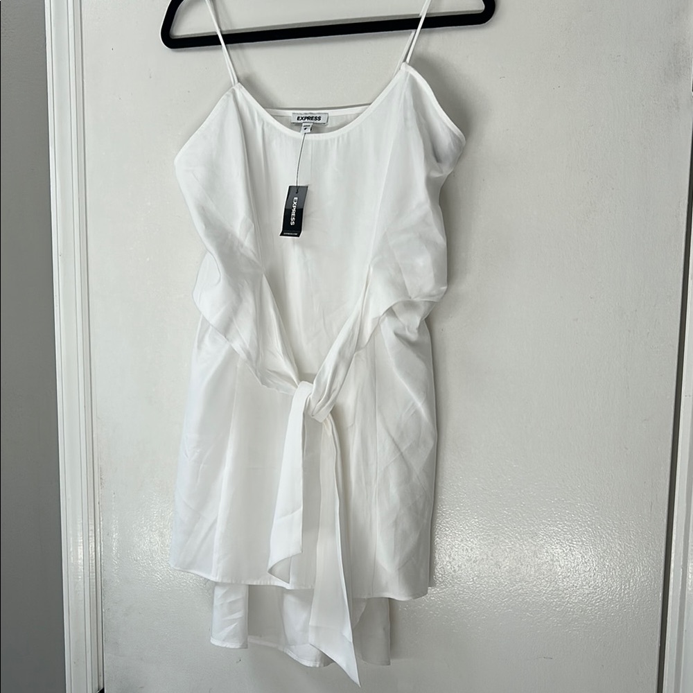 Express White Asymmetrical Tie Front Camisole